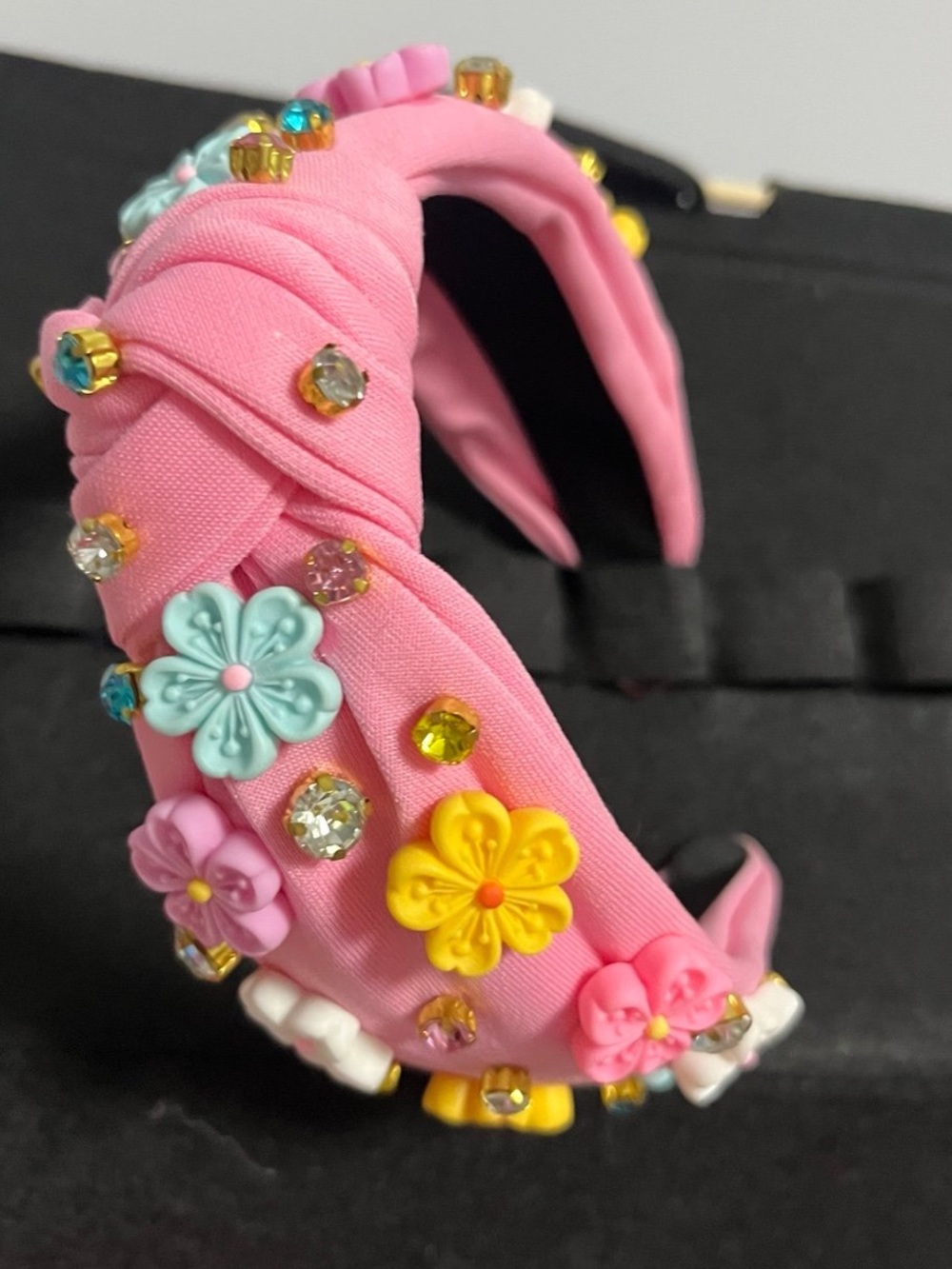Pink Floral Embellished Padded Headband